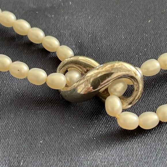 Tiffany & Co. Pearl Double Strand Infinity Necklace Sterling (discontinued) - Picture 3 of 5